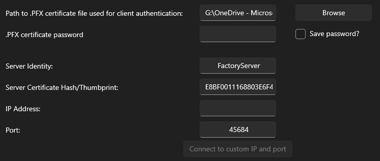 Connect page advanced options
