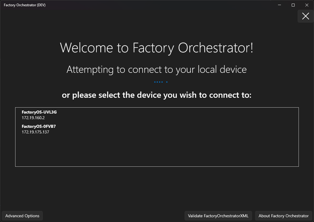 Connect page of app